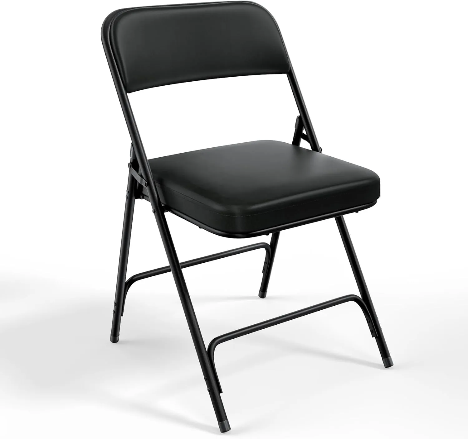 VINGLI Padded Folding Chairs with Thick Seat Cushion, Portable, Durable & Extra Comfortable Foldable Chairs for Indoor & Outdoor Events, Banquet, Party, Dinning, Work, Craft, PU, Black, 1 Pack
