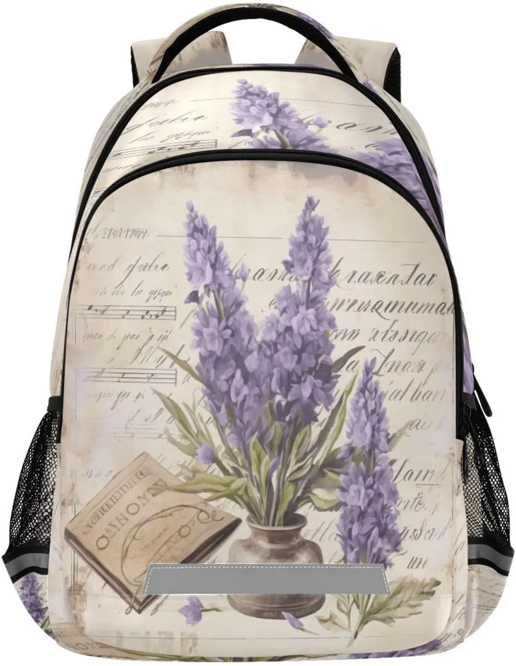 Vintage Lavender Design Waterproof Backpack - Casual Outdoor Sports Daypack with Ergonomic Shoulder Straps#678