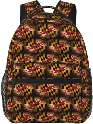 Vintage Maryland Flag Backpack Casual Laptop Backpack Double Shoulder Bag Lightweight Backpack For Women Men Travel