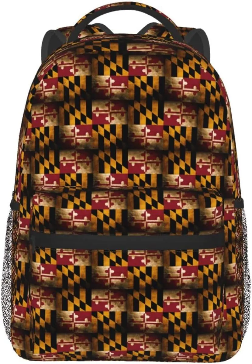 Vintage Maryland Flag Backpack Casual Laptop Backpack Double Shoulder Bag Lightweight Backpack For Women Men Travel