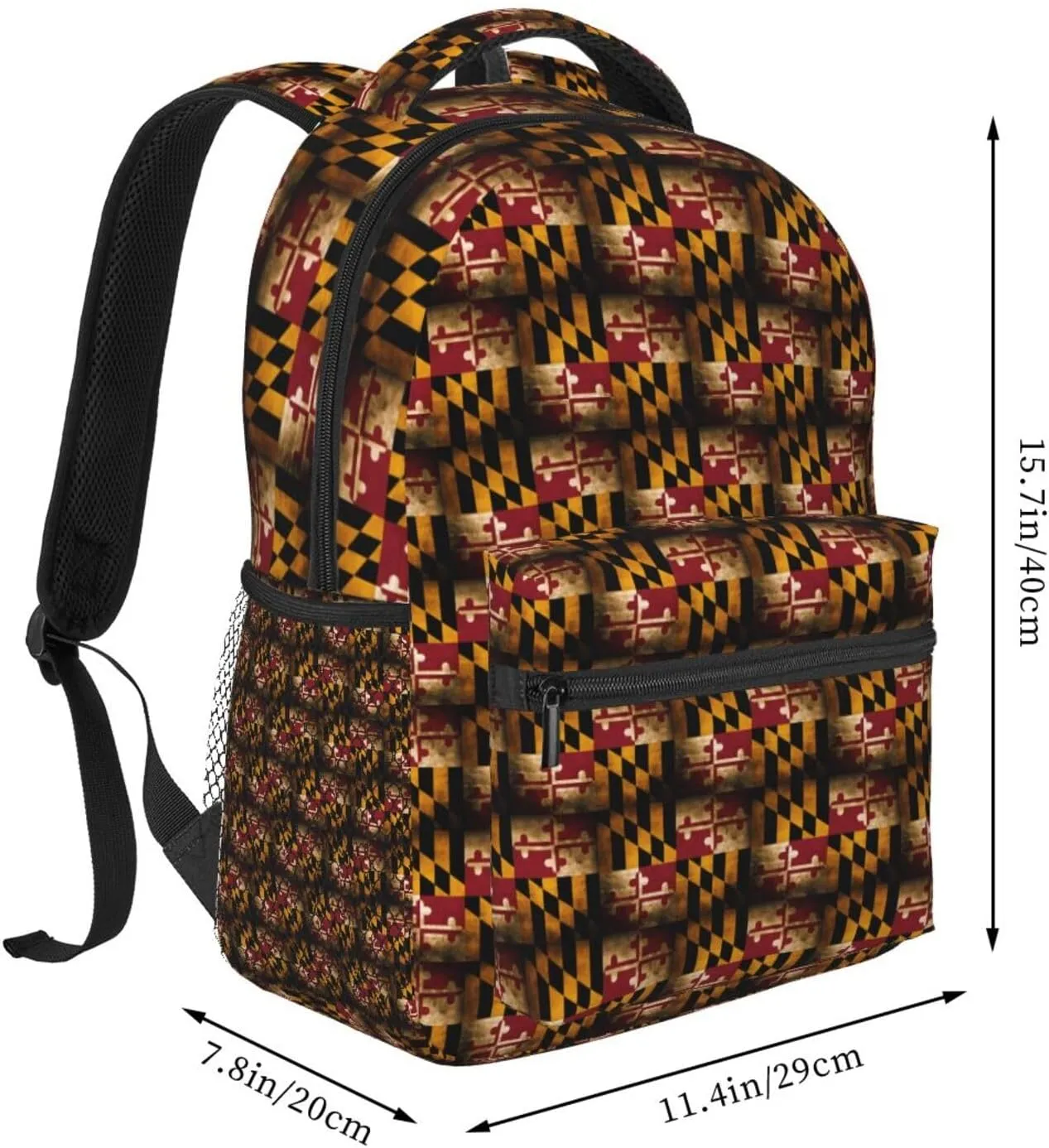 Vintage Maryland Flag Backpack Casual Laptop Backpack Double Shoulder Bag Lightweight Backpack For Women Men Travel