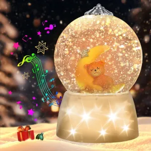 VITAKEO-[360° Rotating] Polar Bear Snow Globe,Decoration Music Snow Globe Lanterns for Perfect Kid Present,Valentine's Day,Christmas&Birthday Present,USB or with Batteries.(7.48"x4.33")