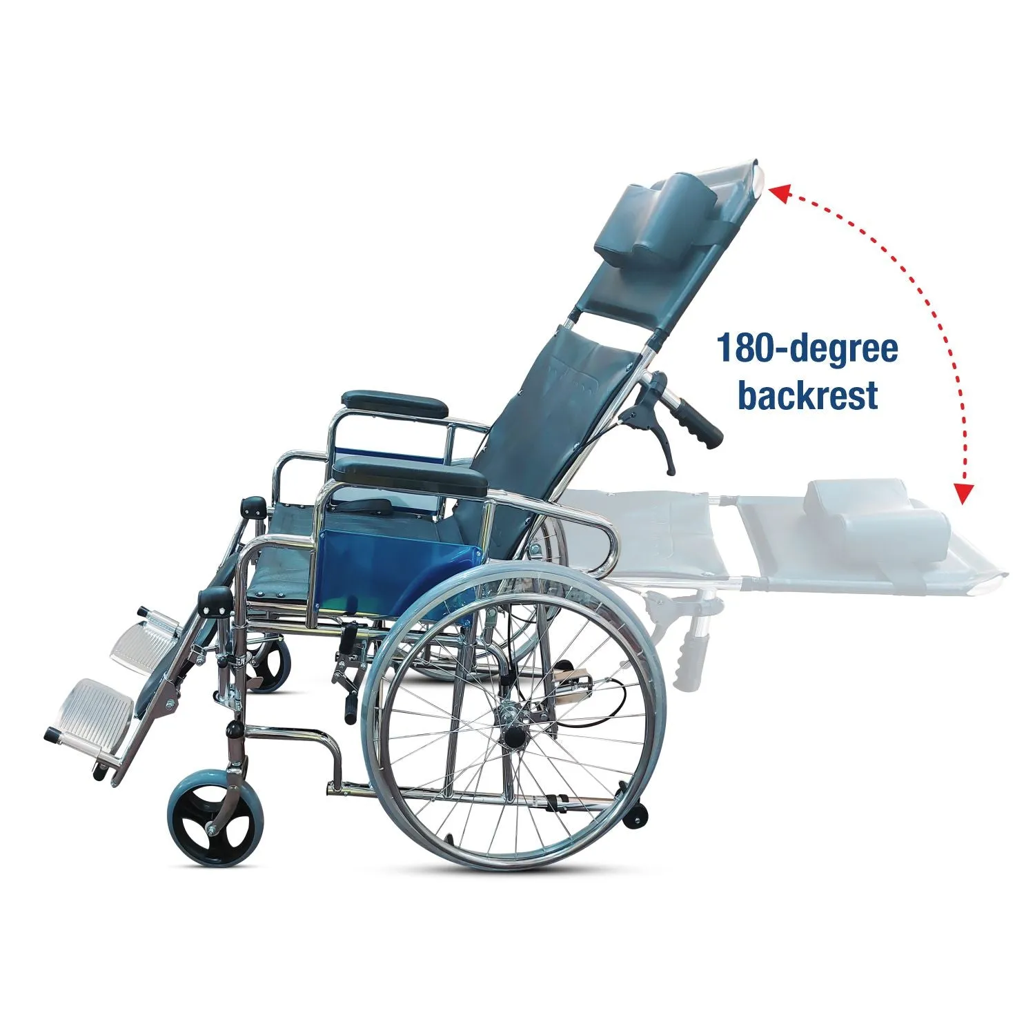 VMS Careline Foldable Recliner Wheelchair RELAX