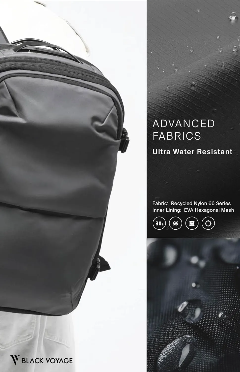 Vortex Vacuum Seal Travel Backpack 60L Exapandable Air Compression System Water Resistant TSA Lock Carry-On Suitcase Luggage Gray AERO - Vacuum Pump Included