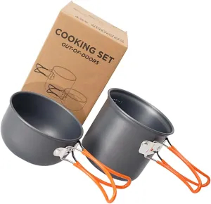 VOSAREA Portable Outdoor Kit 1pc Metal Pot for Camping Backpacking Picnic Cooking Supplies Non-Stick Safe for Health
