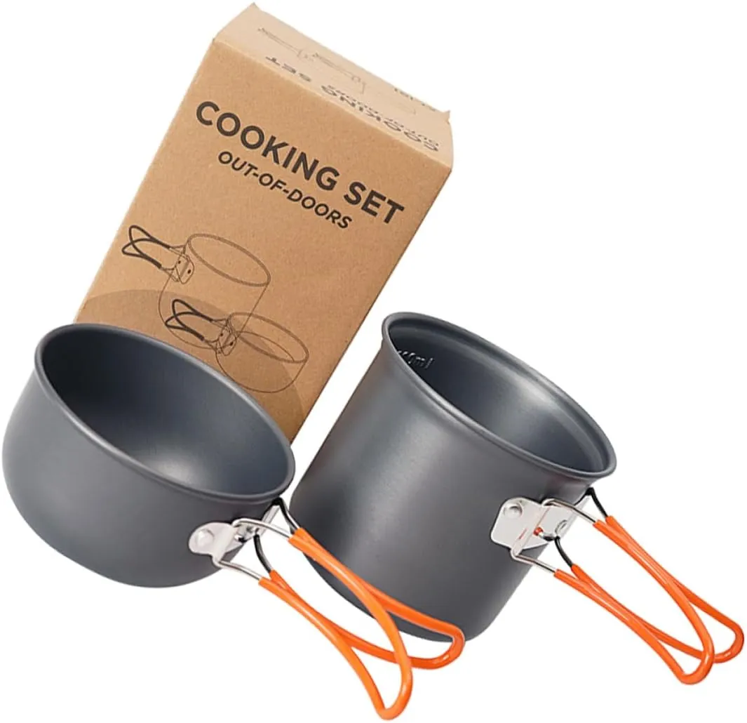 VOSAREA Portable Outdoor Kit 1pc Metal Pot for Camping Backpacking Picnic Cooking Supplies Non-Stick Safe for Health