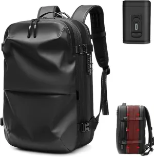 Voyagevac Backpack, 60l Expandable Vaccage Bag Water Resistant, Anti Theft Vacuum Back Pack, Large Capacity Travel Backpack (2.0- Black   electric vacuum)