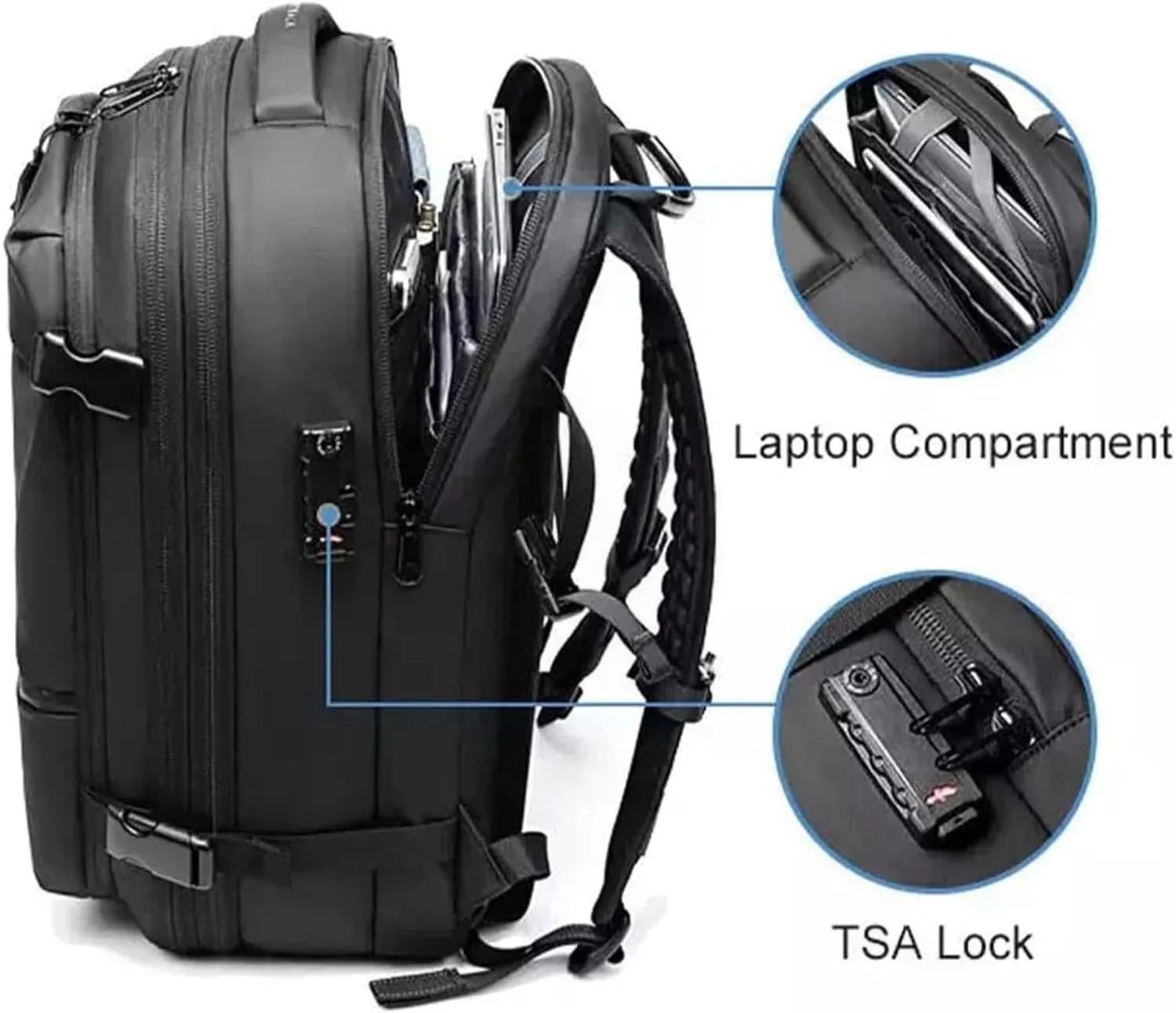 Voyagevac Backpack, 60l Expandable Vaccage Bag Water Resistant, Anti Theft Vacuum Back Pack, Large Capacity Travel Backpack (2.0- Black   electric vacuum)