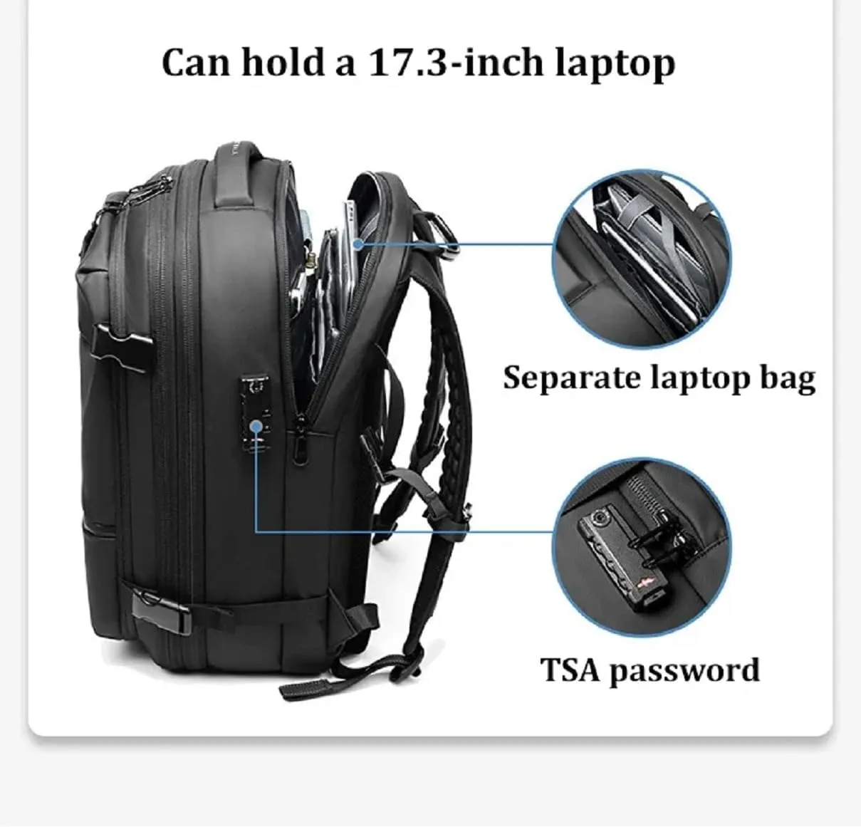 Voyagevac Backpack, Vacpack Backpack with Vacuum, 60L Expandable, Vacuum Compression Waterproof Travel Adventure Commuting (Black with Vacuum Tool)