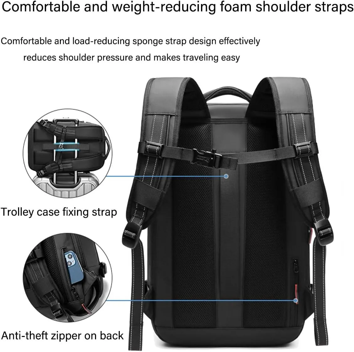 VoyageVac Backpack with Pump, Expandable Vacuum Backpack Travel Water Resistant for Hiking, Airplane, Weekend Trips (Gray, Standard)