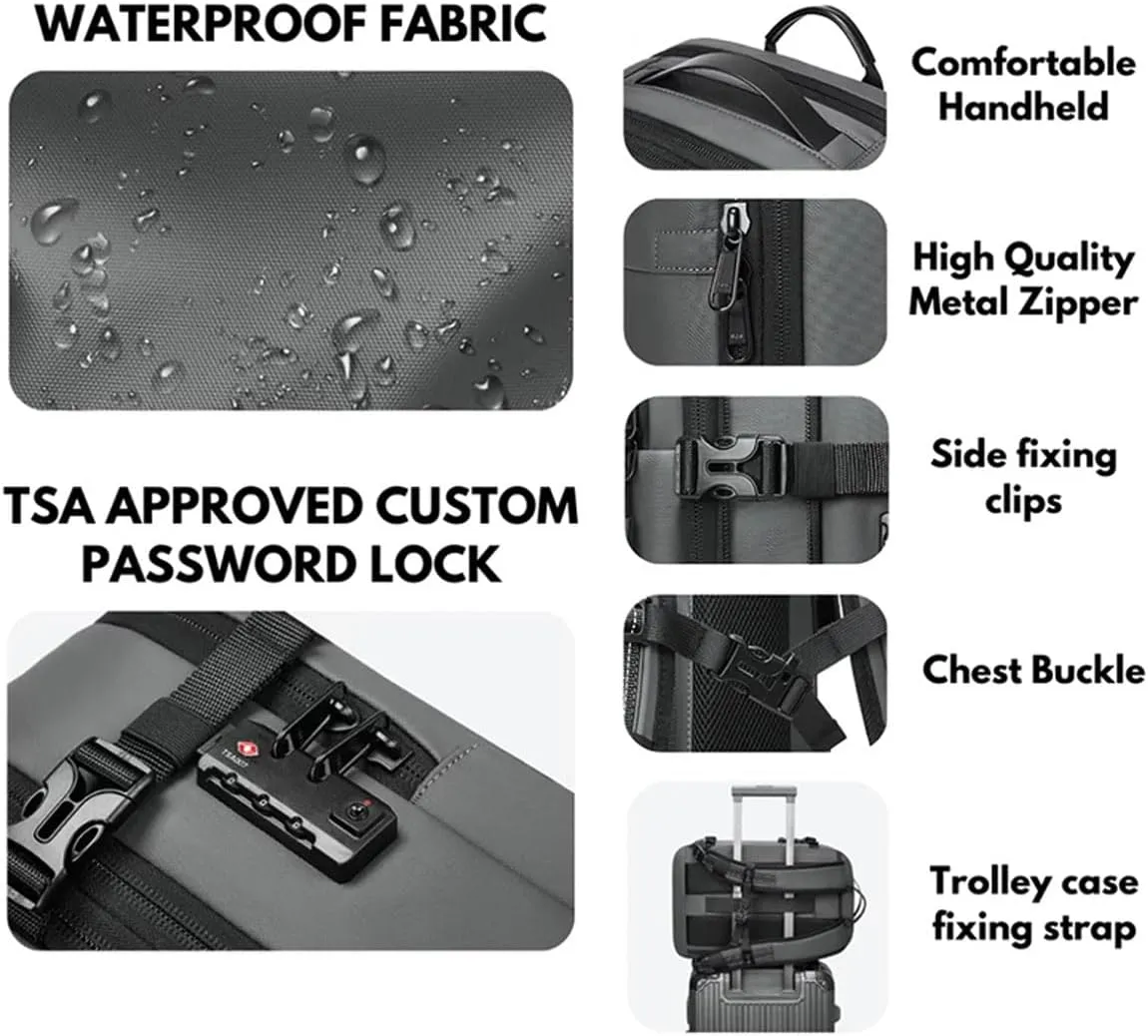 VoyageVac Backpack with Pump, Expandable Vacuum Backpack Travel Water Resistant for Hiking, Airplane, Weekend Trips (Gray, Standard)