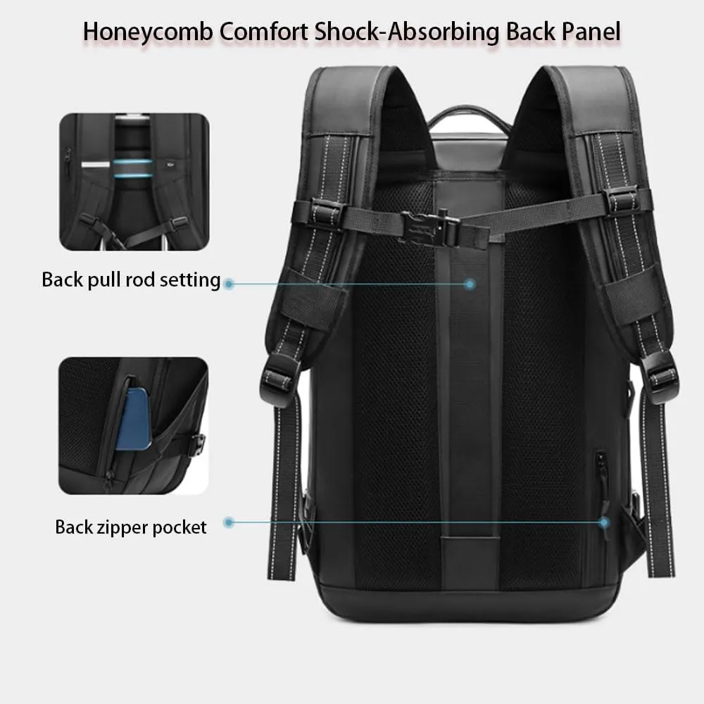 Voyagevac Backpack,Upgraded Expandable Waterproof Vacuum Bag, Anti-Theft Vacuum Backpack That Can Be Vacuumed with One Button (Light gray regular model)