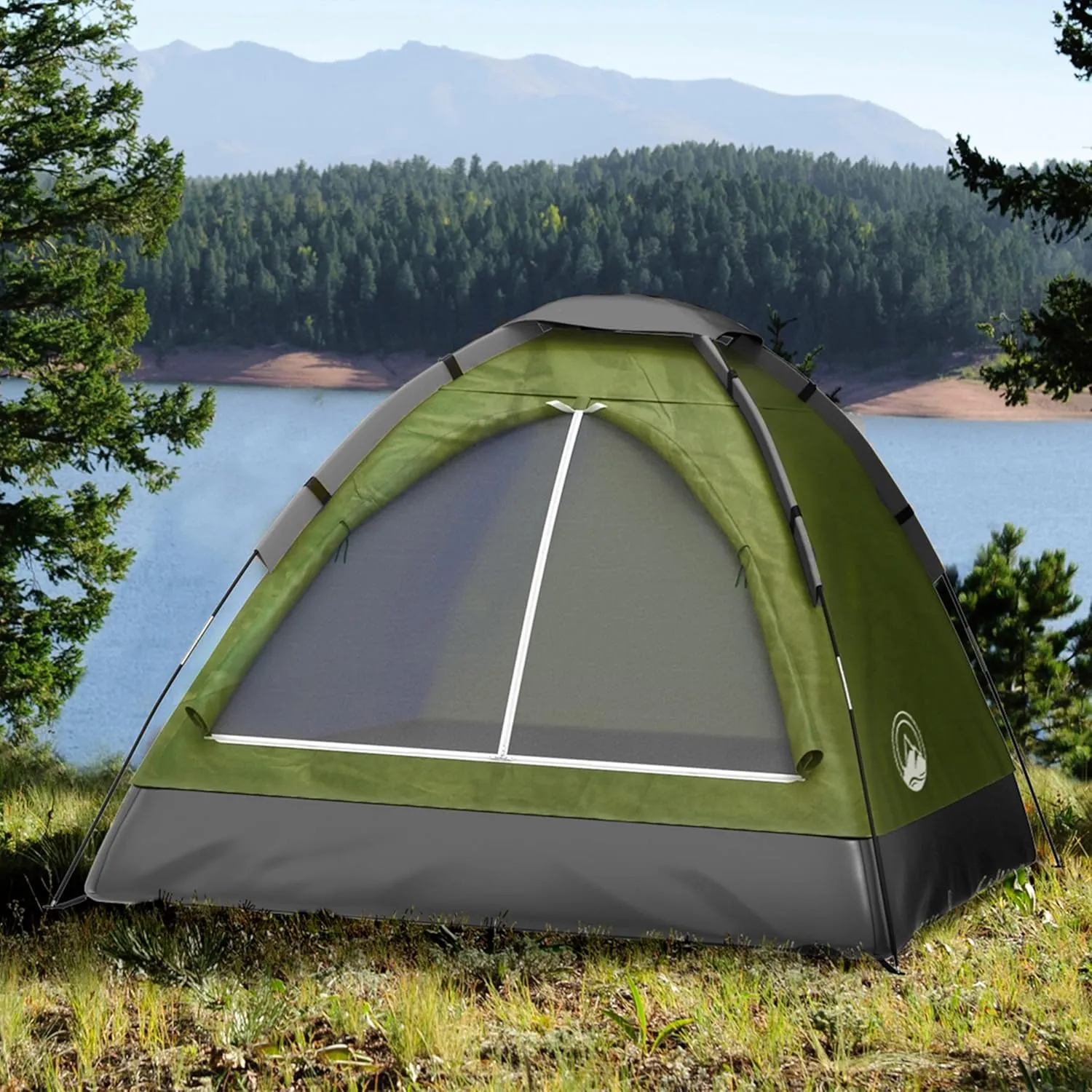 Wakeman Tents 2-Person Tent with Removable Rain Fly and Carry Bag - Comes with Camping Lantern with Fan - Weather-Resistant Camping Accessories by Wakeman