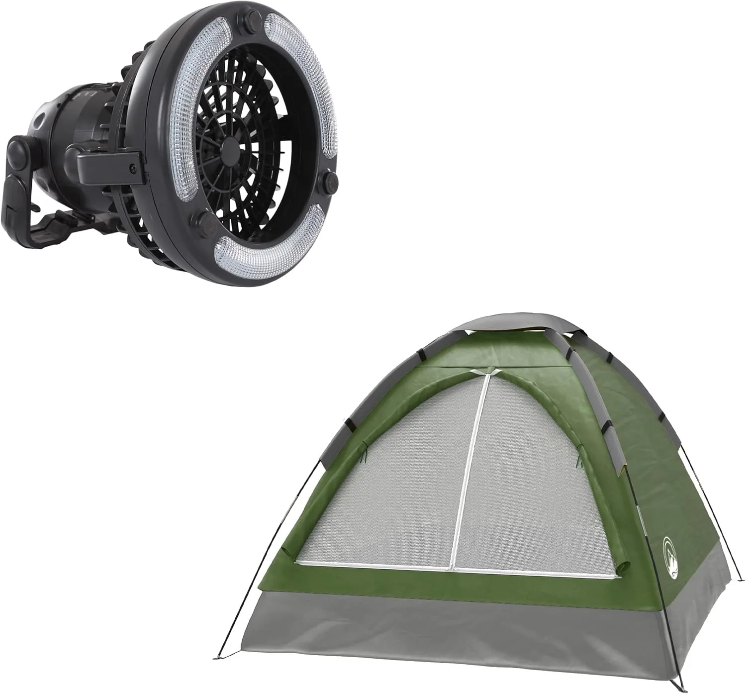Wakeman Tents 2-Person Tent with Removable Rain Fly and Carry Bag - Comes with Camping Lantern with Fan - Weather-Resistant Camping Accessories by Wakeman