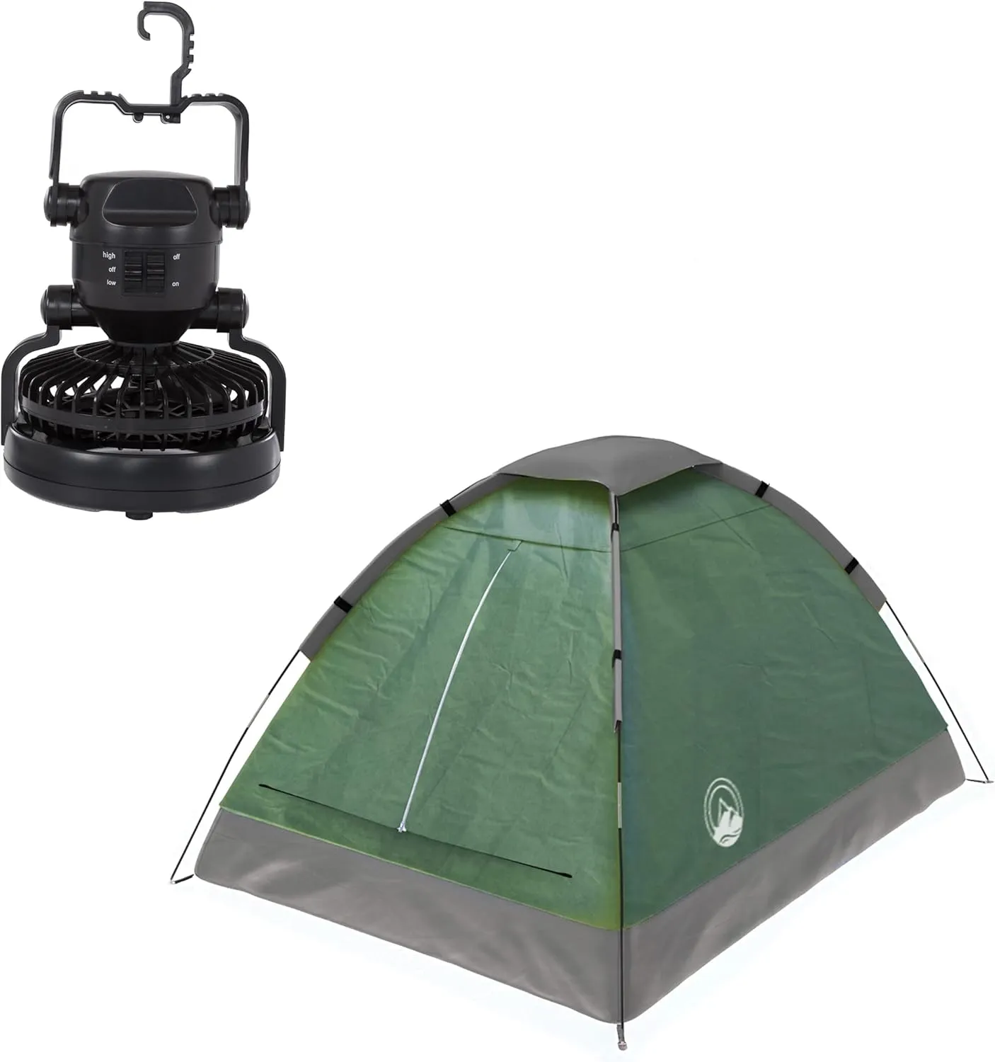 Wakeman Tents 2-Person Tent with Removable Rain Fly and Carry Bag - Comes with Camping Lantern with Fan - Weather-Resistant Camping Accessories by Wakeman