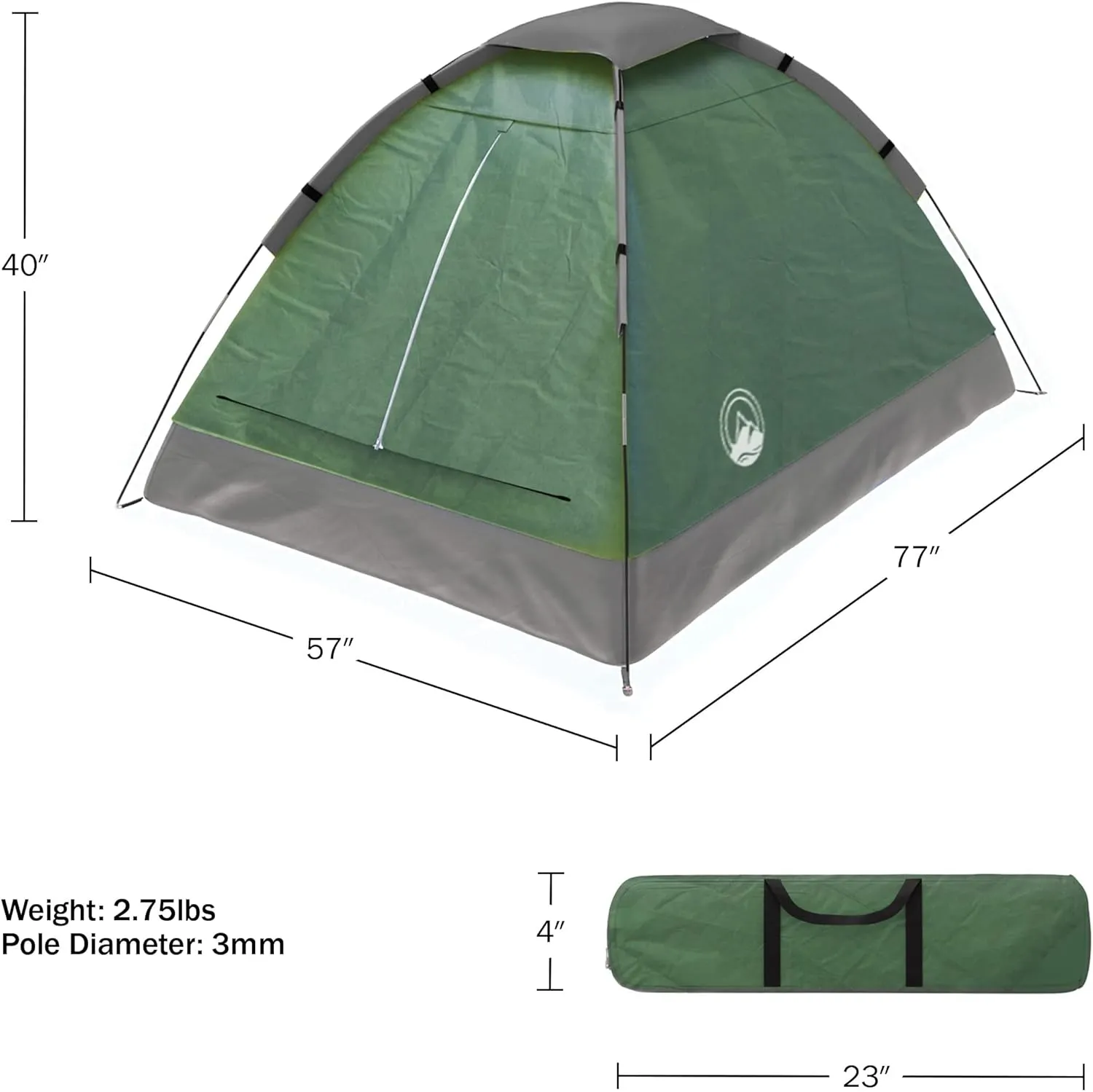 Wakeman Tents 2-Person Tent with Removable Rain Fly and Carry Bag - Comes with Camping Lantern with Fan - Weather-Resistant Camping Accessories by Wakeman