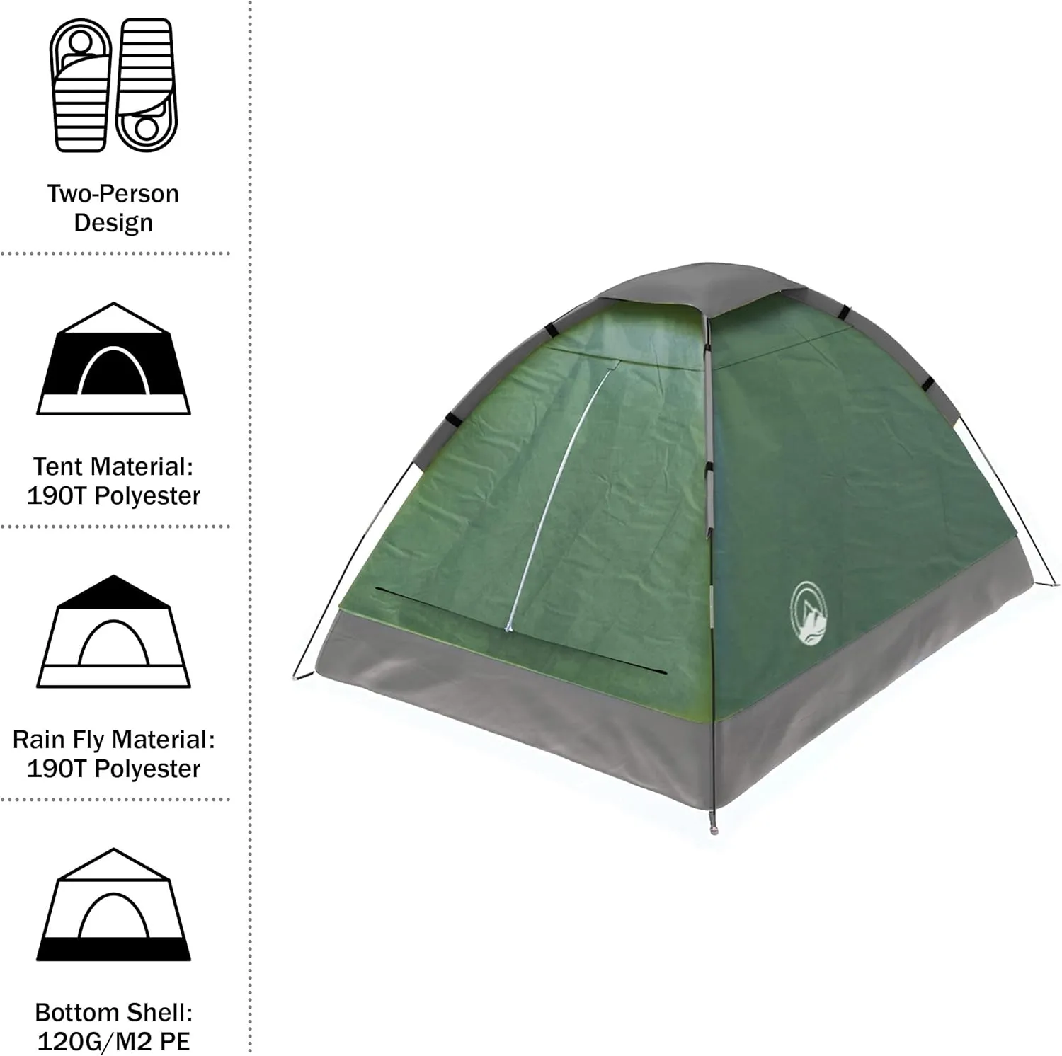 Wakeman Tents 2-Person Tent with Removable Rain Fly and Carry Bag - Comes with Camping Lantern with Fan - Weather-Resistant Camping Accessories by Wakeman