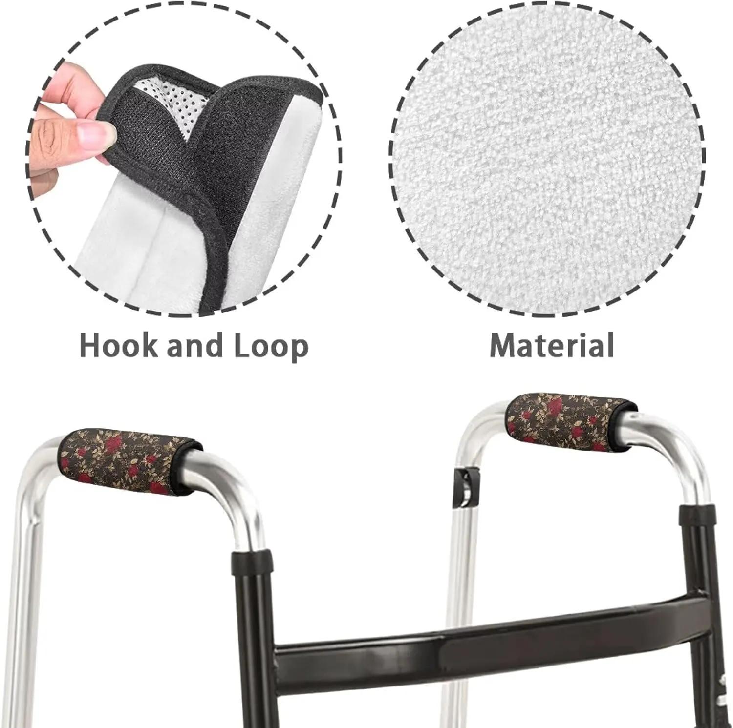 Walker Grips Soft Padded Hand Covers, Non-Slip Comfortable Cushion Padding for Folding Walker Handle
