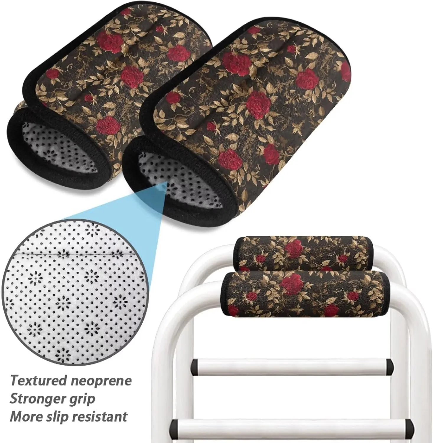 Walker Grips Soft Padded Hand Covers, Non-Slip Comfortable Cushion Padding for Folding Walker Handle
