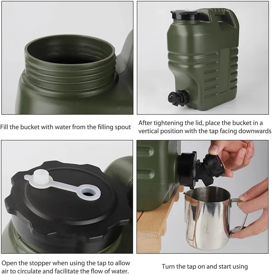 Water Containers Jug, Camping Water Container, Truly No Leakage Water Storage, Big Green Water Tank, BPA Free Portable Emergency Water Storage for Camping, Hiking (Gray : Green, Size : Large)