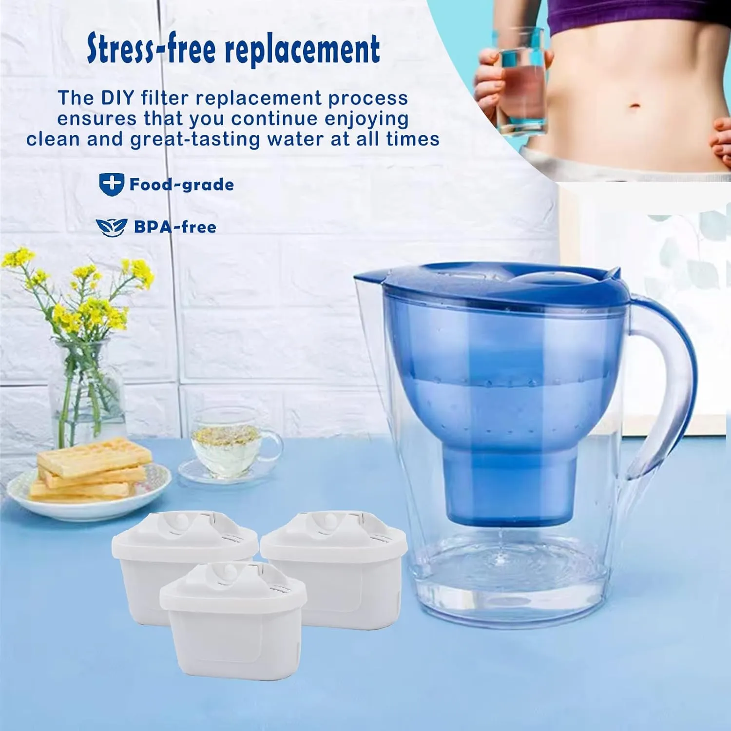 Water Filter for All BRITA,Compatible with Brita Maxtra/Mava,Maxtra , Fit for Mavea,Marella jug Pitcher Replacement Cartridge, Reduce Limescale and Impurities. … (6)