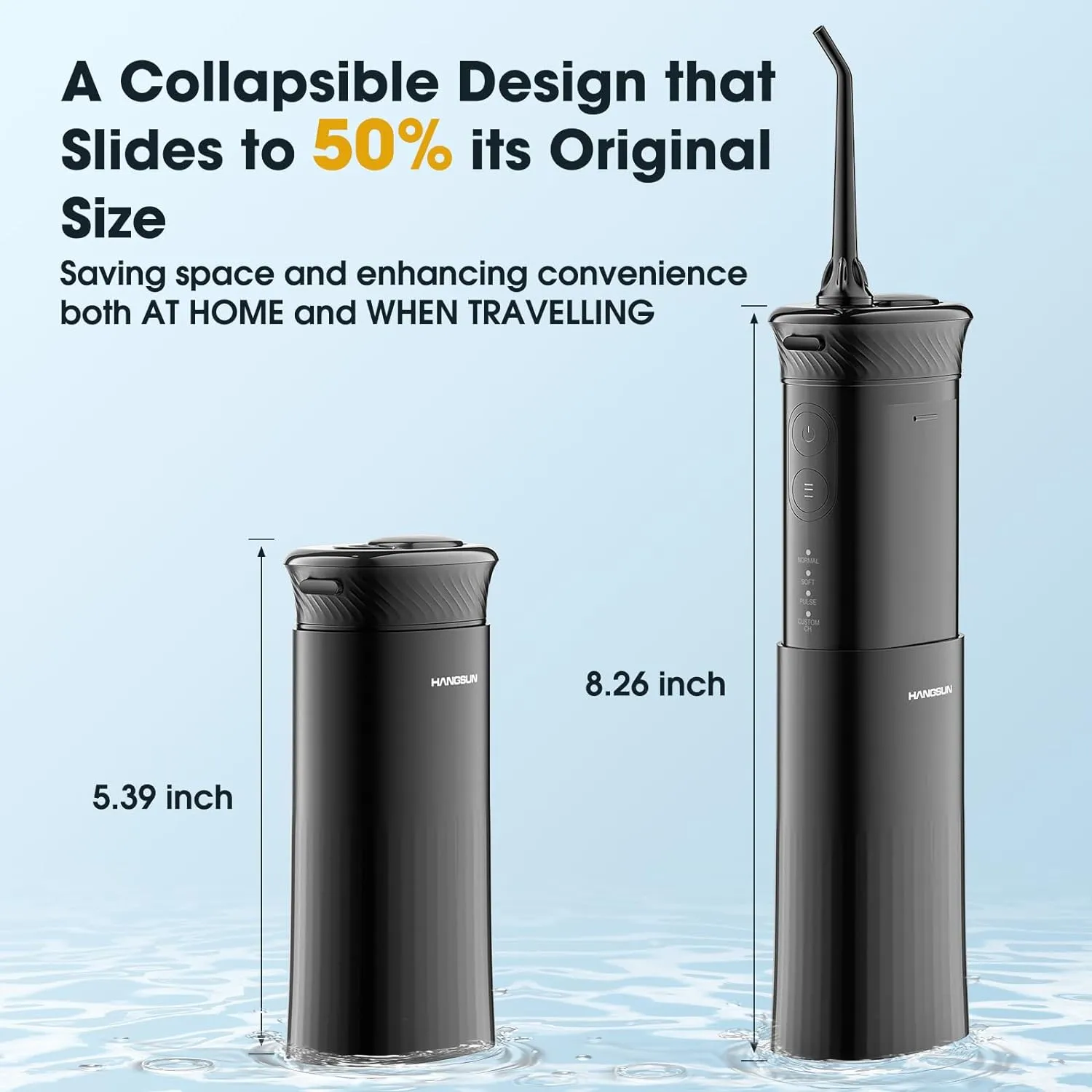 Water Flosser Cordless, Portable Mini Oral Irrigator, Rechargeable Electric Dental Flossers for Braces, Water Teeth Cleaner Pick with 4 Power Modes & IPX7 Waterproof for Home & Travel, HOC660