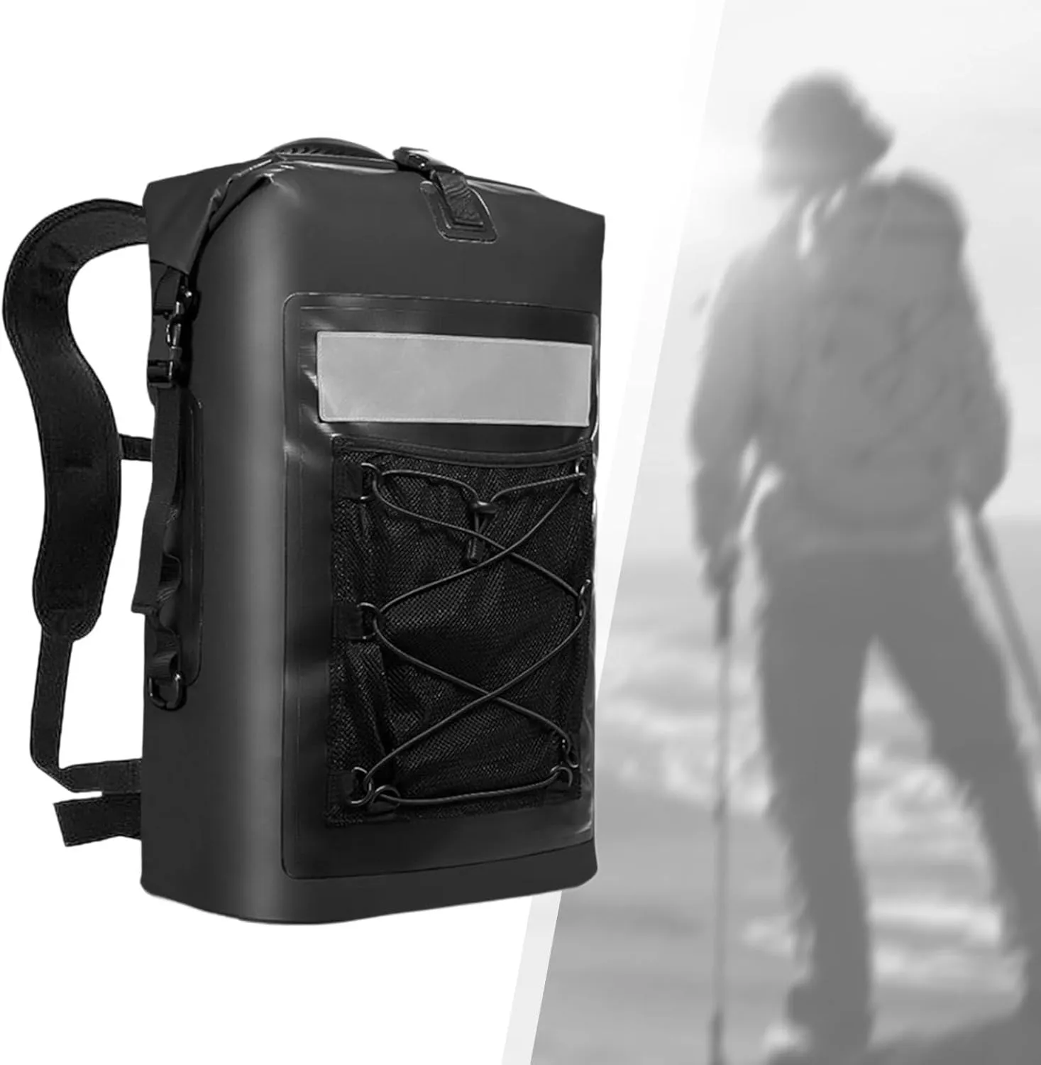 Waterproof Dry Bag Backpack Backpack 35L Practical Lightweight Storage Pack for River Trekking Camping Canoeing, Black
