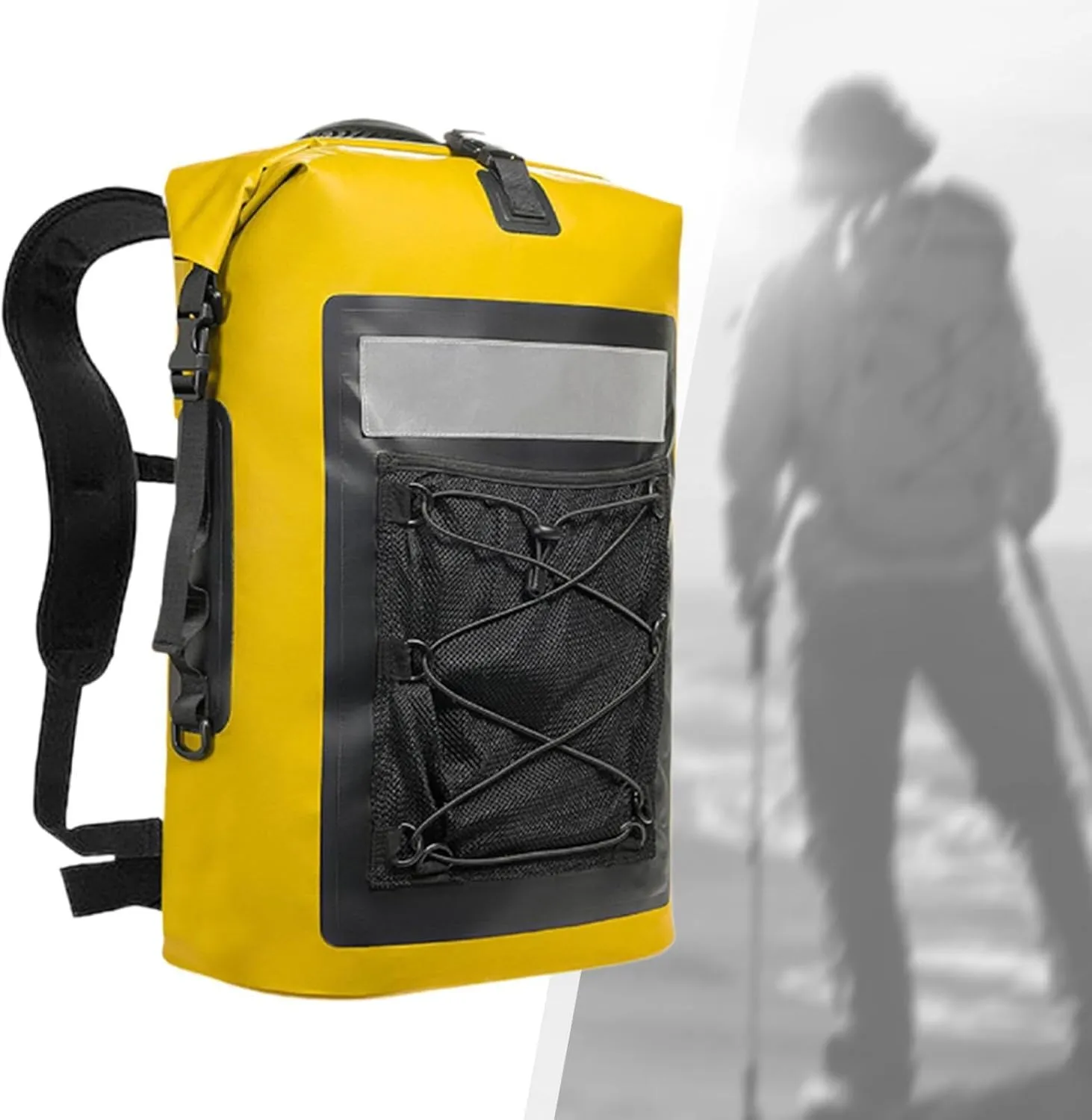Waterproof Dry Bag Backpack Backpack 35L Practical Lightweight Storage Pack for River Trekking Camping Canoeing, Yellow