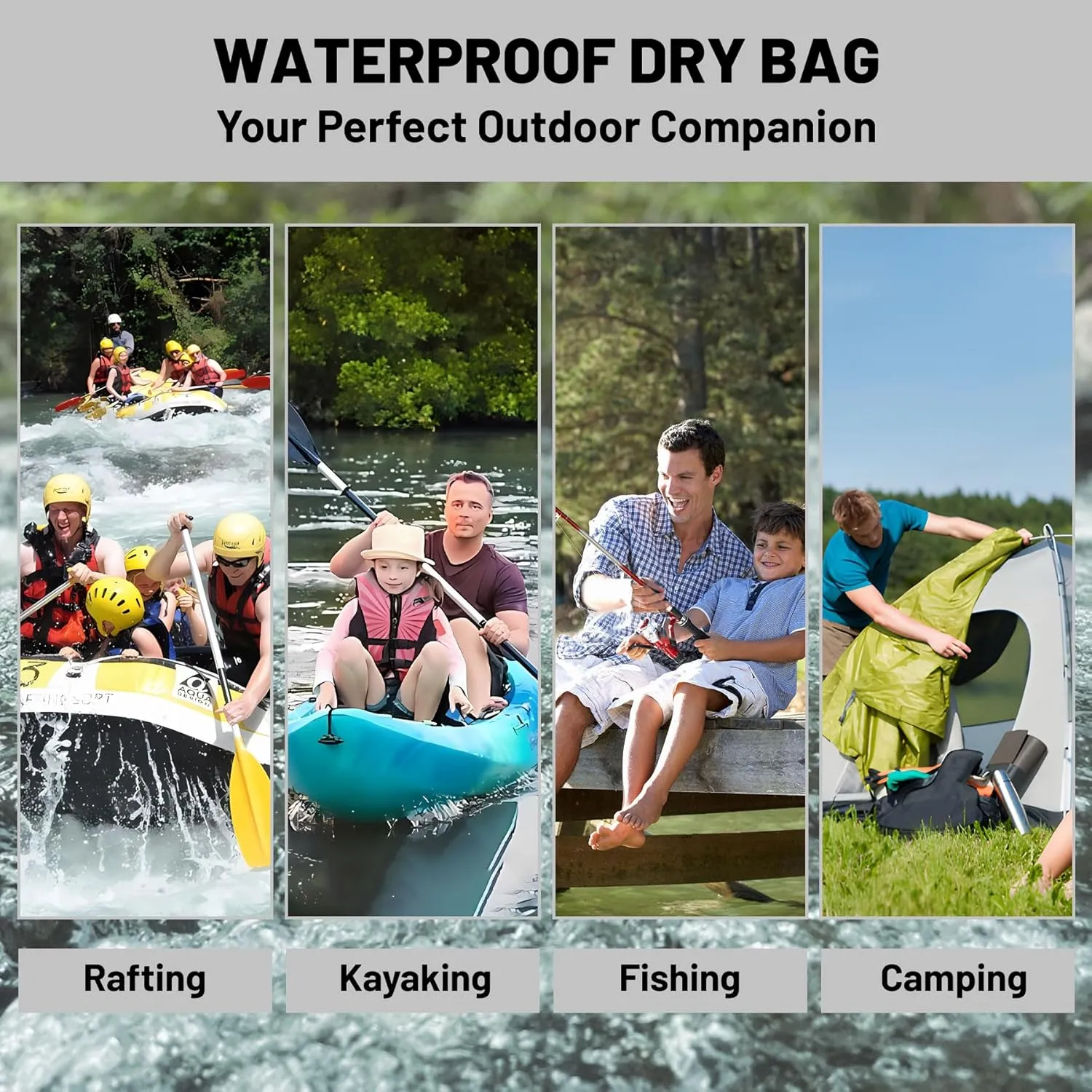 Waterproof Dry Bag,Roll Top Retro Gray Moroccan Geometric Waterproof Backpack 5L/10L/20L Floating and Lightweight Bags for Kayaking, Boating, Fishing, Swimming and Camping