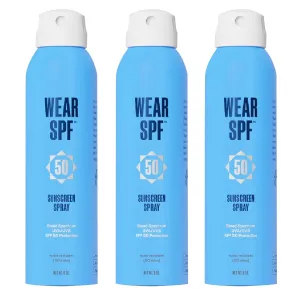 Wear SPF Performance Sport Sunscreen Spray – Water & Sweat-Resistant SPF 50, 3-pack
