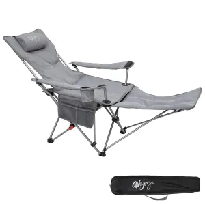 WEJOY Padded Reclining Camping Chair 3-Adjustable Positions with Detachable Footrest