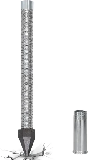Well Drive Point,1-1/4 Stainless Steel Drive Point Well Kit, Heavy Duty Shallow Well Drilling Kit for Drive Sand Point Well&Soft Soil Well,36-Inch Length Pipe with 60 Gauze Mesh Screen to Clean Water