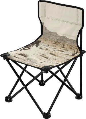 Western Desert Portable Outdoor Folding Chair Anti-Slip Padded Oxford Cloth Stool Camping Chair Small for Beach Hiking Fishing Gardening Quad Camp Chair