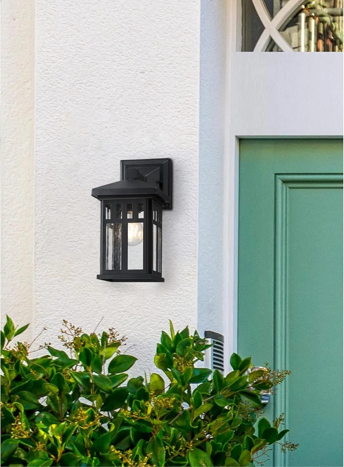 Westinghouse 6120800 Burnham Craftsman-Style One Light Outdoor Wall Fixture, Textured Black Finish, Clear Seeded Glass