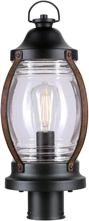 Westinghouse 6578800 Canyon Rustic One-Light Outdoor Post Top Light Fixture Textured Black and Barnwood Finish, Clear Glass