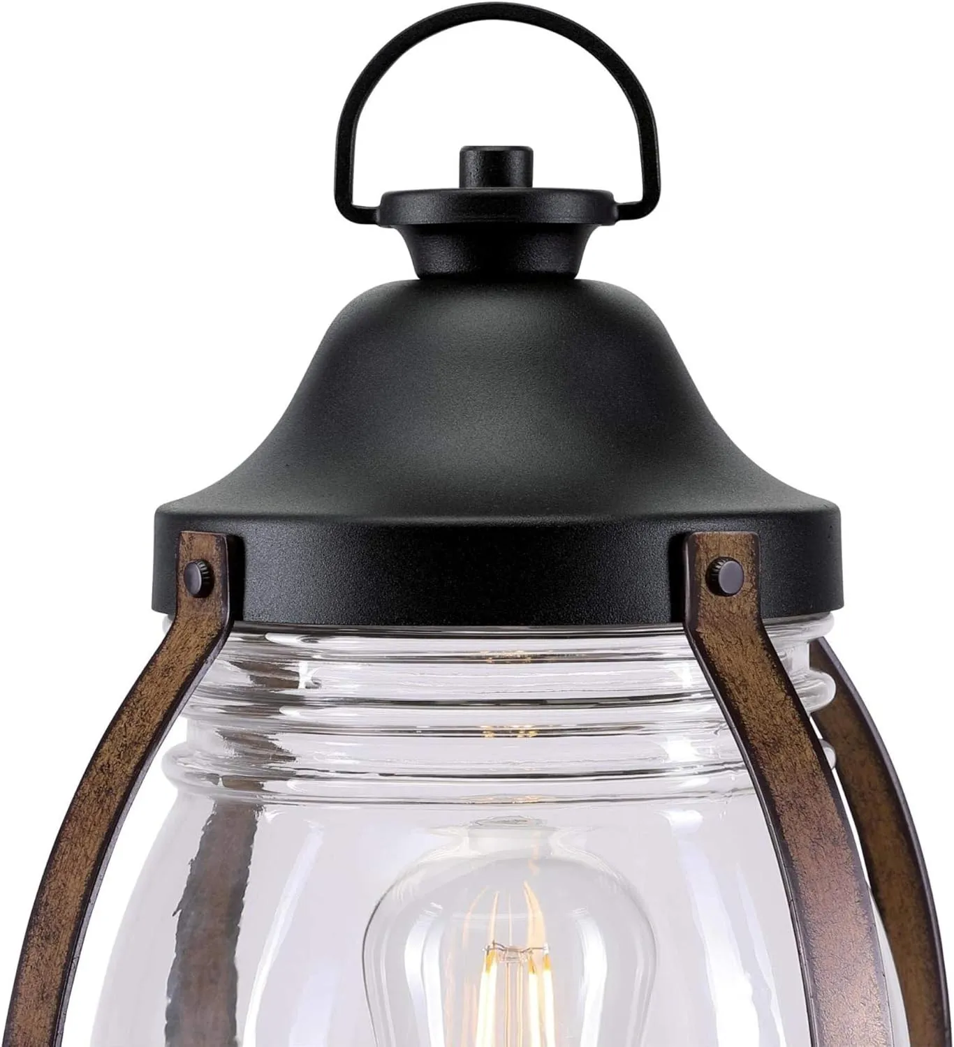 Westinghouse 6578800 Canyon Rustic One-Light Outdoor Post Top Light Fixture Textured Black and Barnwood Finish, Clear Glass