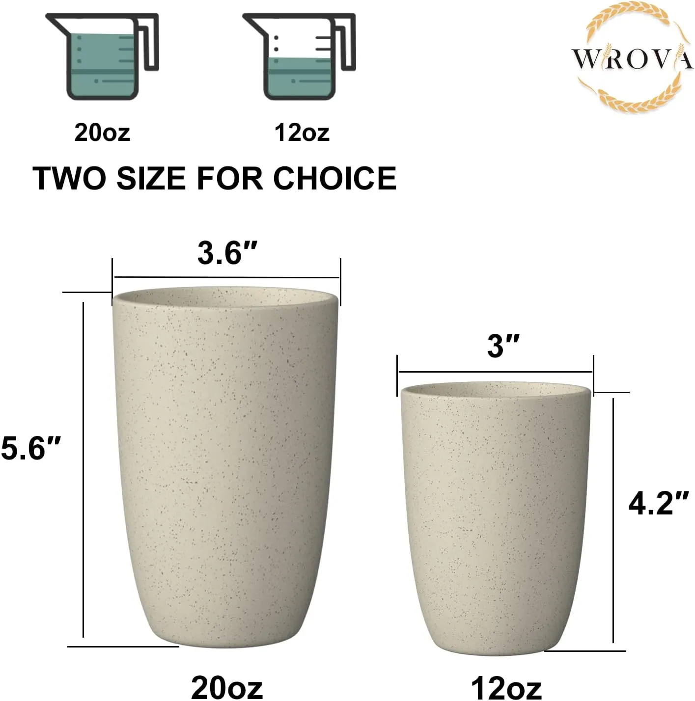 Wheat Straw Cups 6 PCS Good Alternative to Plastic Reusable Cups 20 oz Unbreakable Drinking Cup Reusable Dishwasher Safe Water Plastic Glasses Beige