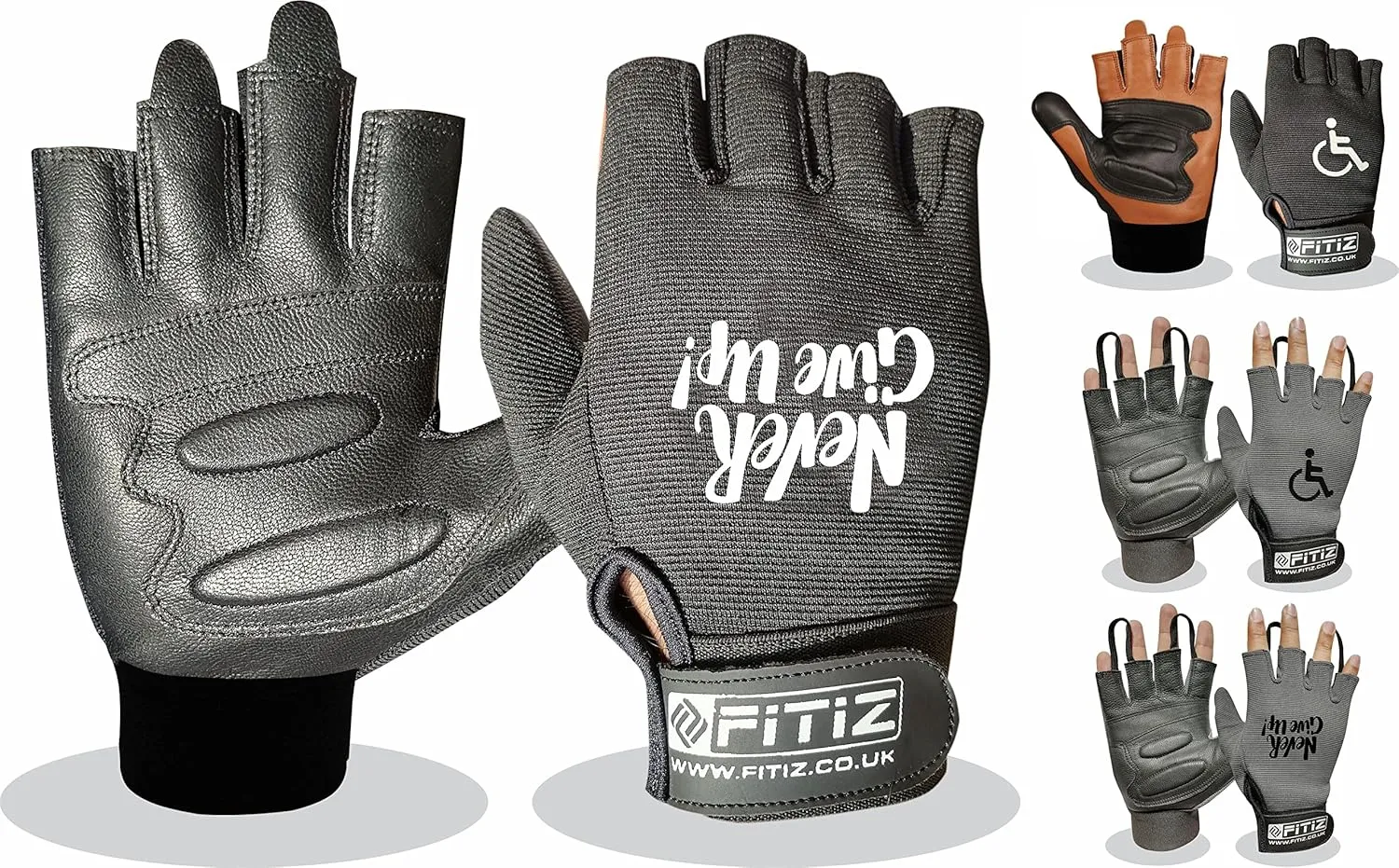 Wheelchair Gloves Real Leather Palm Gloves Mobility Padded Gloves Breathable, Fingerless Bike Gloves with Anti-Slip Grip Lightweight Cycling Gloves