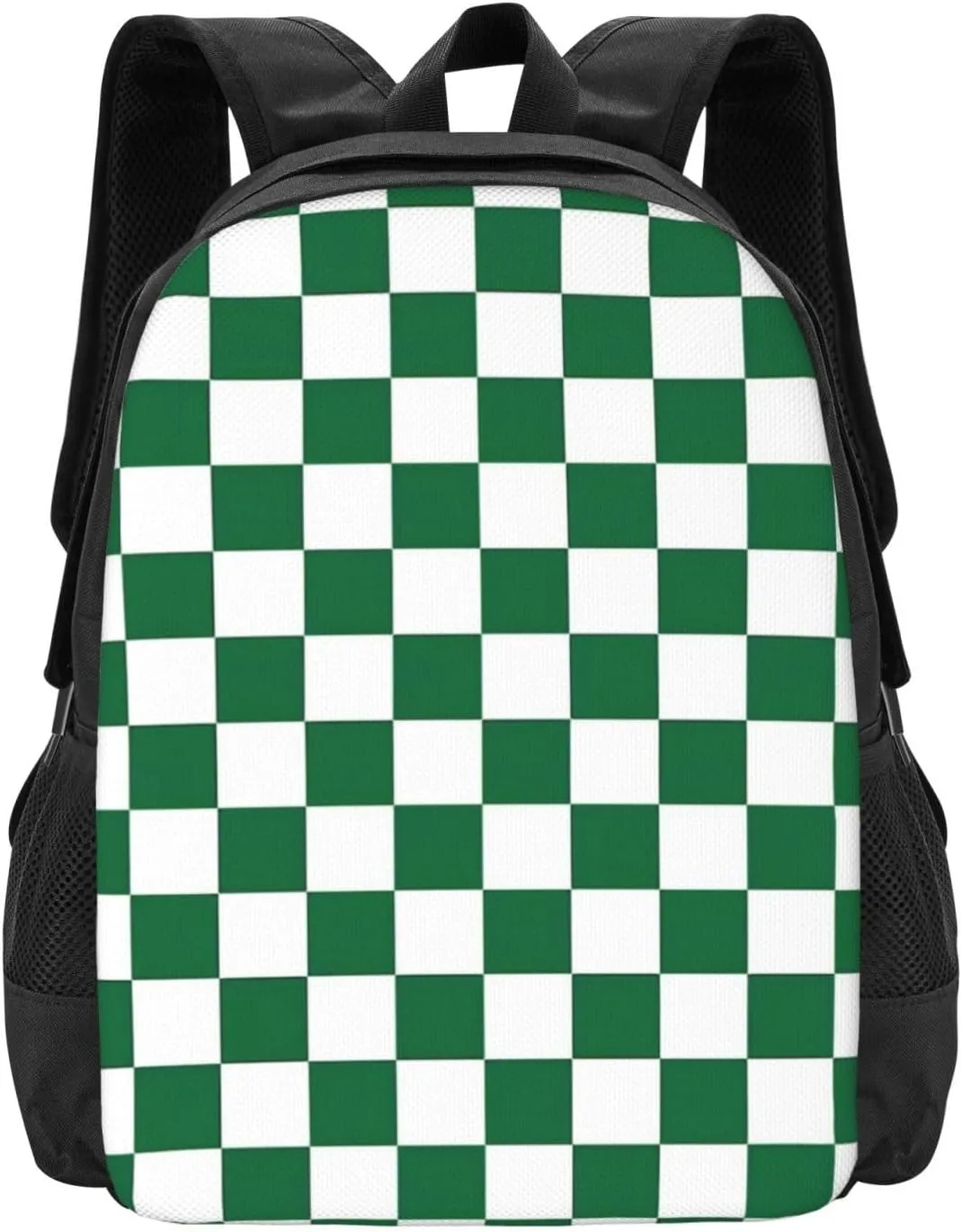 White And Green Checkerboard Lightweight Packable Backpack Travel Casual Hiking Daypack Foldable Backpack For Men Women