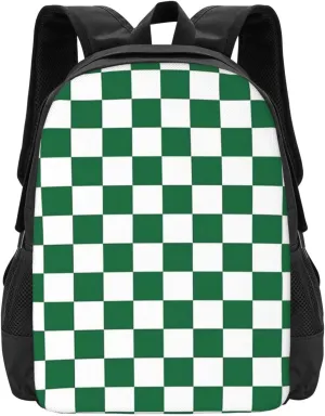 White And Green Checkerboard Lightweight Packable Backpack Travel Casual Hiking Daypack Foldable Backpack For Men Women