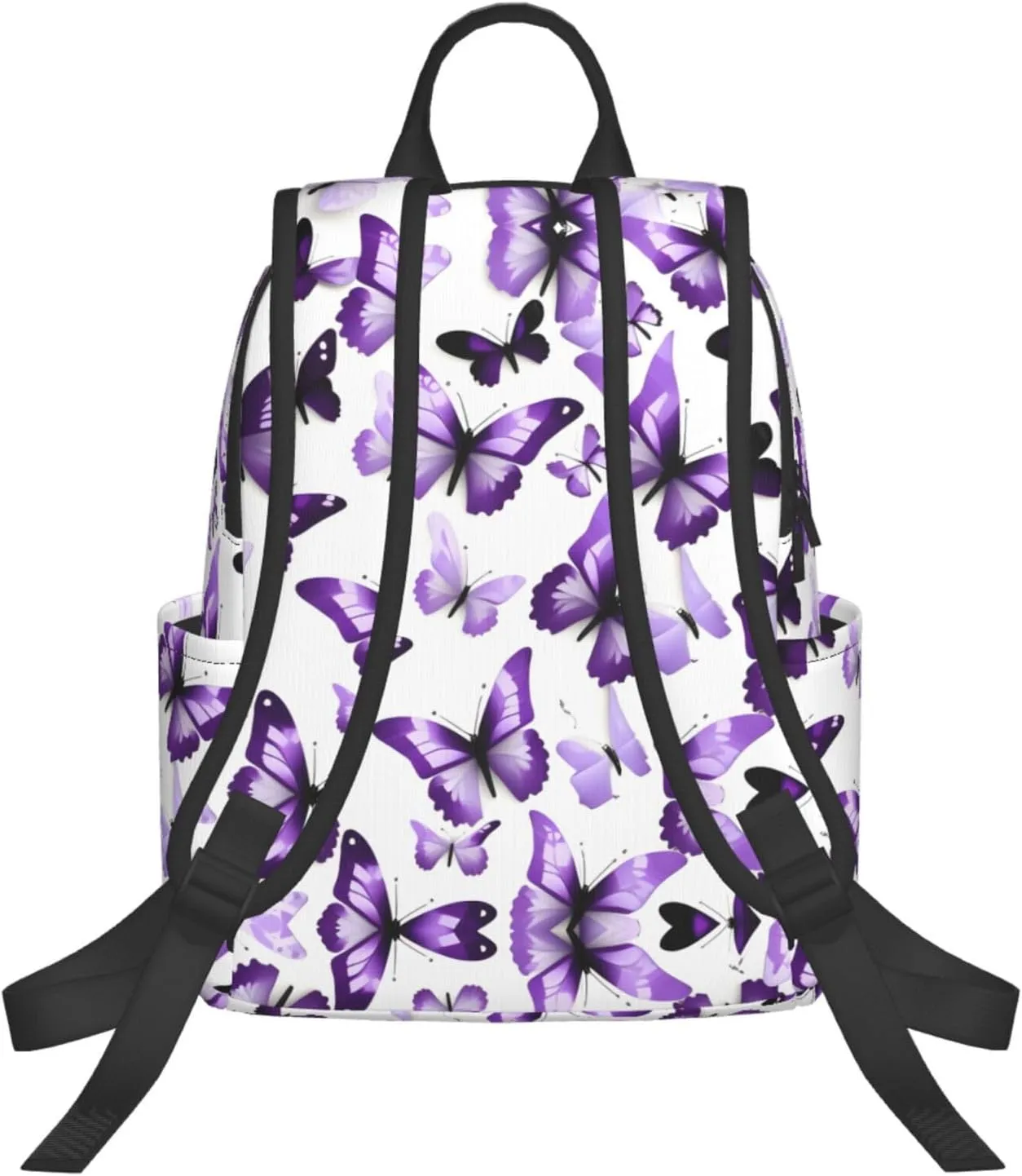 White Purple Butterflies Print Lightweight Backpack, Travel Bookbag College Bag,Laptop Backpack For Men Women