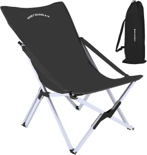Whitsunday Outdoor Chair Camping Folding Butterfly Chair with Pillow, Portable Reclining Chair for Camping, Picnic, Beach, Travel, Hiking -Black