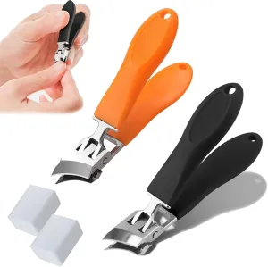 Wide Jaw Opening Anti-Splash Slanted Nail Clipper, Slanted Nail Clippers, Sharp Curved Blades Bent Nail Clipper for Thick Nails, No Splash Nail Trimmer for Seniors Adult Women Men