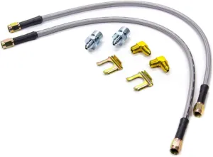 Wilwood Brake Hose Kit, Flexline, DOT Approved, 18 in, 3 AN Hose, 3 AN Straight Inlet, 3 AN Straight Outlet, Fittings Included, Braided Stainless, Front, Various Applications, Kit
