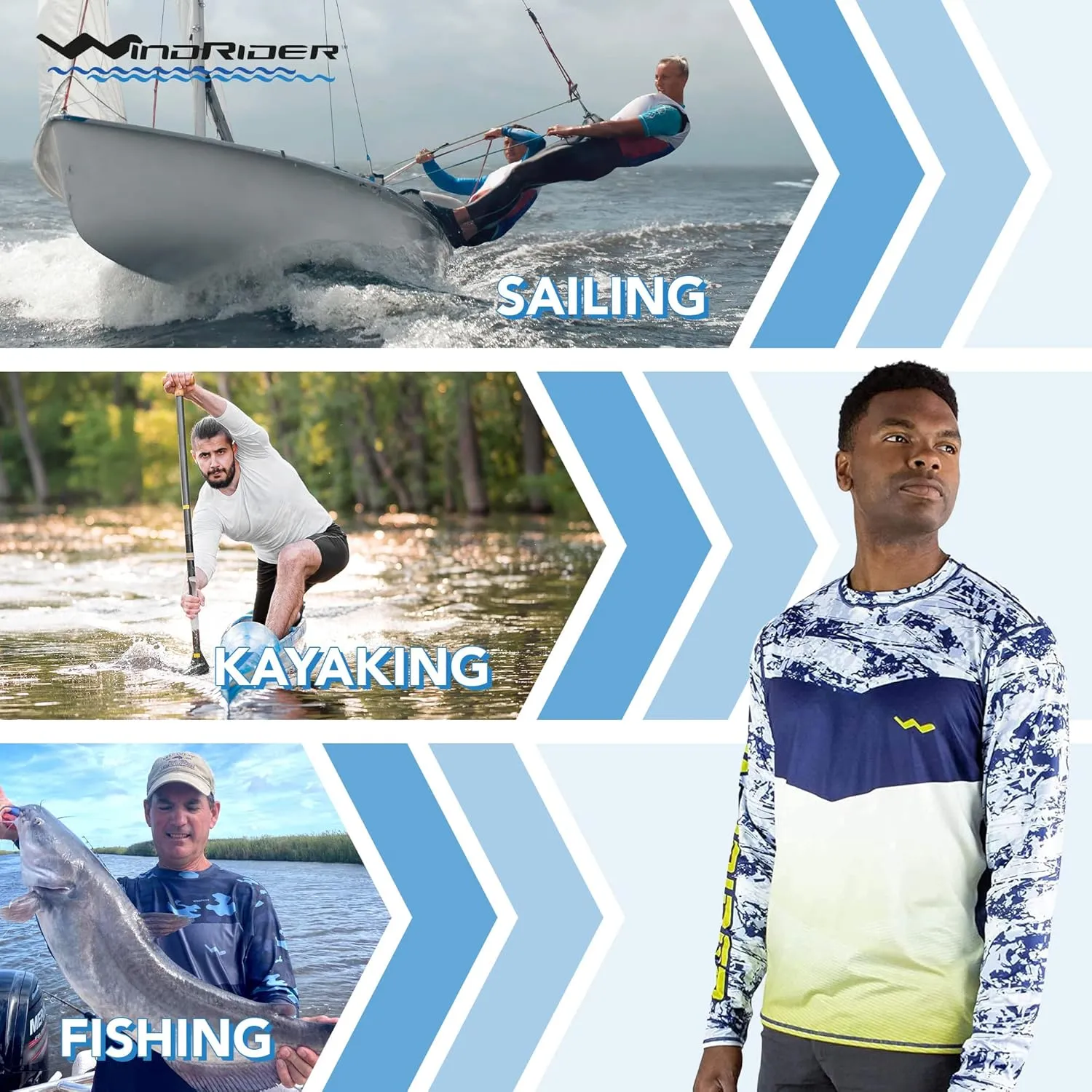 WindRider Fishing Shirts for Men – UPF 50  Long Sleeve UV Protection Lightweight, Breathable Rash Guard for Outdoor Use