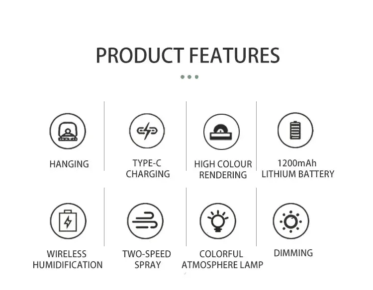 Wireless Air Humidifier & Camping Lamp – USB Rechargeable Aromatherapy Diffuser with LED Light