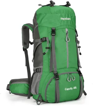 WIYPRQZ 60L Waterproof Hiking Camping Backpack with Rain Cover Camping Travel Bag for Climbing Fishing Men Women (Green)