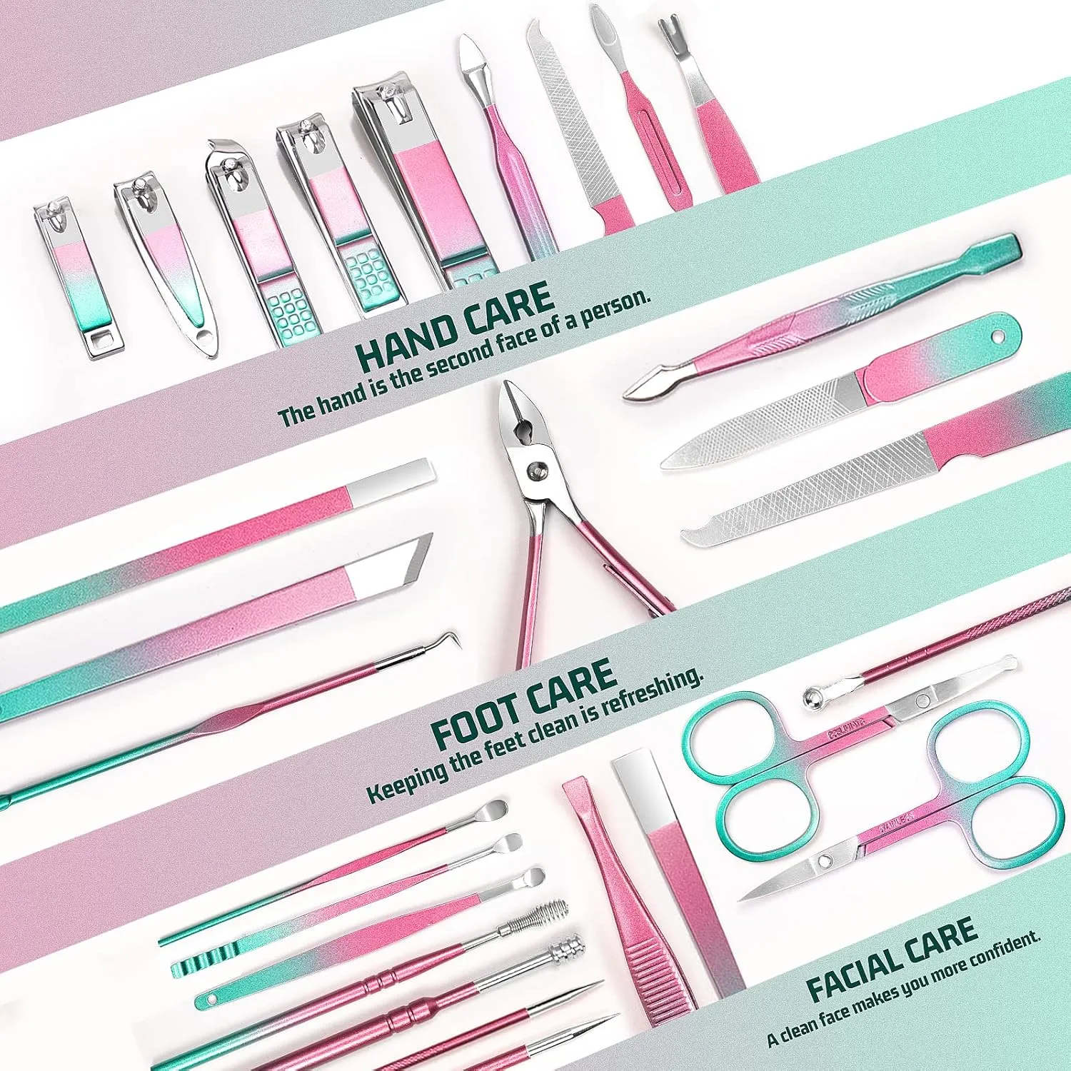WOAMA Manicure Set 30 In 1 Pedicure Kit Nail Clippers Set Manicure Kit Professional Stainless Steel Nail Kit For Women Men