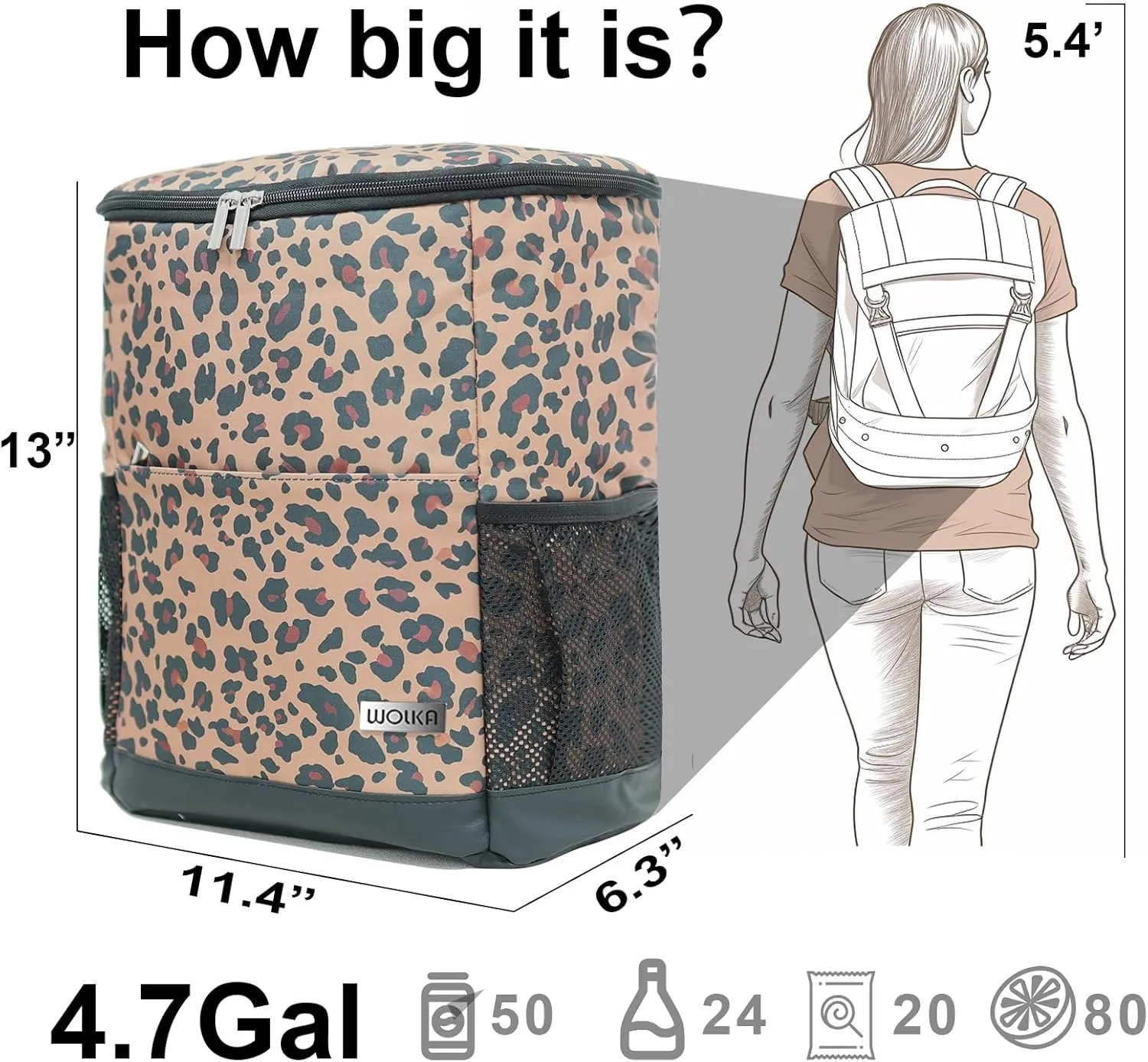 Wolka Cooler Backpack 30 Cans,Portable Backpack Coolers Insulated Leak Proof,Waterproof Soft Sided Cooler Bag for Travel,Beach,Camping,Picnic,Lunch Backpack for Women