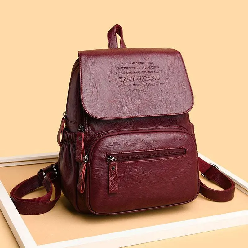 Women's Fashion Lightweight Leather Travel Backpack